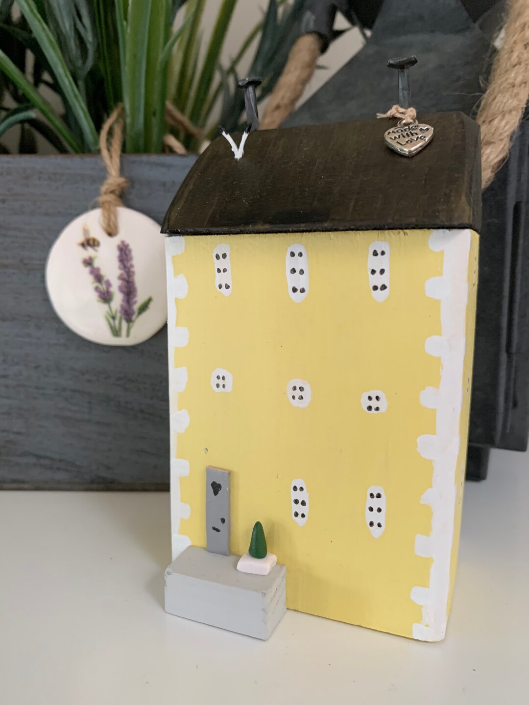 Handmade Yellow Cottagecore House, Coastal Farmhouse Decor - Etsy