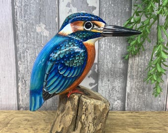 カワセミ - 木彫りの鳥の彫刻 - Etsy 日本