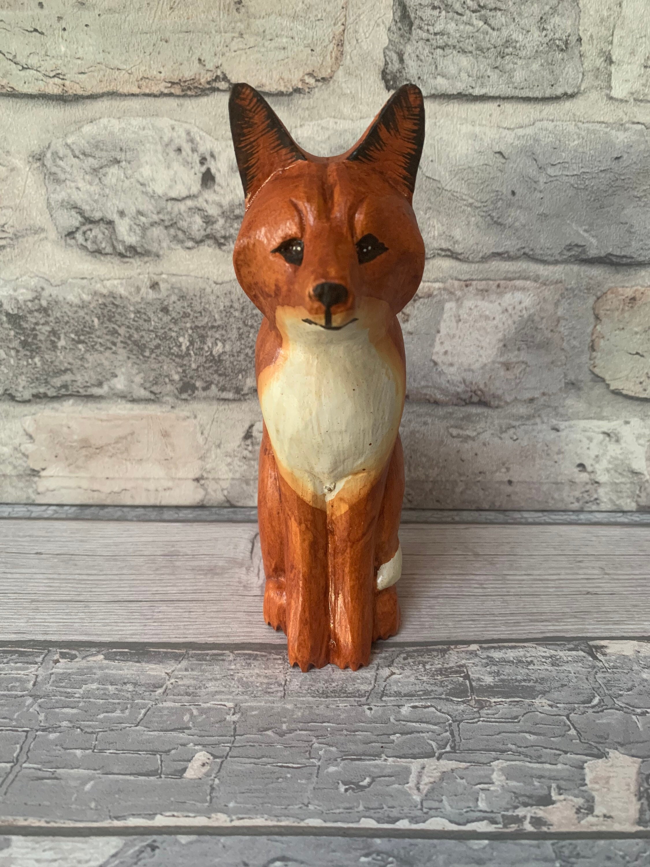 FOX and HARE Graceful Wood Carving Animal Picture. Wild Life Wall