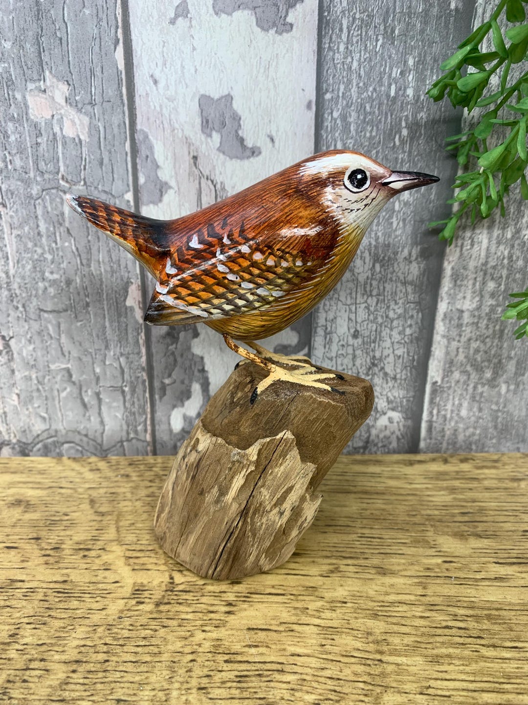 Rustic Wren Hand Carved Painted Wooden Wren Ornament, Rustic Bird Lover Gift - Etsy
