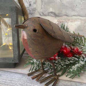 Metal Robin, Bird Art, Christmas Robin, Garden Ornament, Gifts for Men, Secret Santa Gift