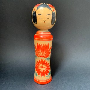 Vintage Large Sized Japanese Wooden Kokeshi Doll, Hand Carved Hand Painted Doll, Japanese Folk Art, Traditional Doll