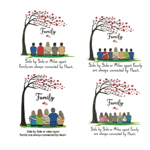 Side by side or miles apart family are connected Father mother with two sons father mother son and daughter Machine embroidery design