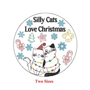 Silly cat  Machine embroidery design / Cat design / Merry Christmas cat / Christmas