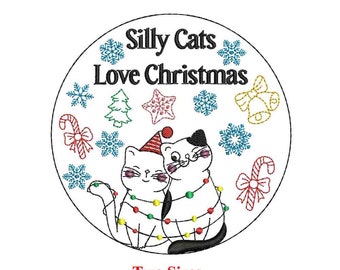 Maskinbroderidesign för julkatt (digital nedladdning)