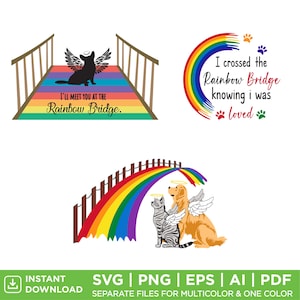 Regenbogenbrücke zu wissen, dass ich geliebt wurde SVG-Dateien | Regenbogenbrücke | Katze & Hund Flügel Heiligenschein | PNG
