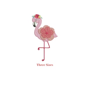 Flamingo Floral Machine embroidery design / Flamingo floral / Flamingo flower / Three sizes