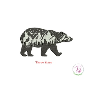 Mountain Adventure Bear machine embroidery design / Adventure bear / animal / wild animals / Silhouette / Three sizes