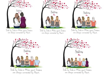 Sister Love SVG: Side-by-Side or Miles Apart (Digital Download)