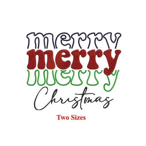 Merry Merry Christmas Machine Embroidery Design | Festive Christmas Text