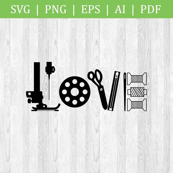 Liebe nähen SVG Cut File / Nähen / Liebe / Platinenstecker / Kreis schneiden Dateien