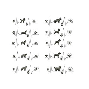 Dog Heart beat Machine embroidery design / poodle Dachshund chihuahua Bull dog Rottweiler German shepherd Pug Boxer Beagle Shih Zhu