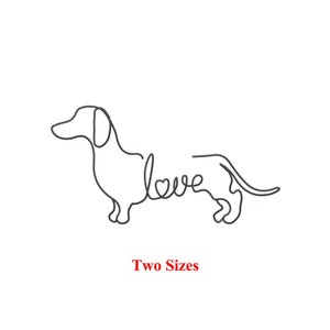 Dachshund Love line art Machine embroidery design / Dachshunds love / Dog love