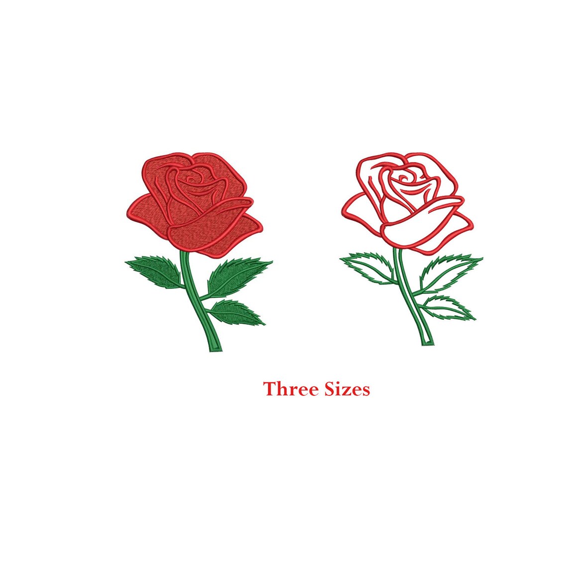 Red Rose Fill & Outline Flower Machine Embroidery /embroidery Design ...