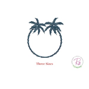 Palm tree wreath machine embroidery design / palm tree / tree wreath / wreath / three sizes