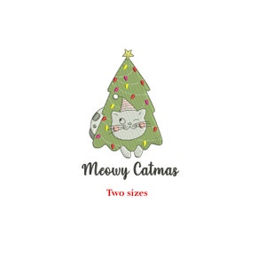 Meowy Catmas Tree Machine Embroidery Design | Cat Christmas | Merry Catmas
