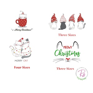 Merry Combo Christmas Cat Embroidery Design /Machine embroidery / Meowy Christmas / Merry Christmas / CatXmas / Three and four sizes