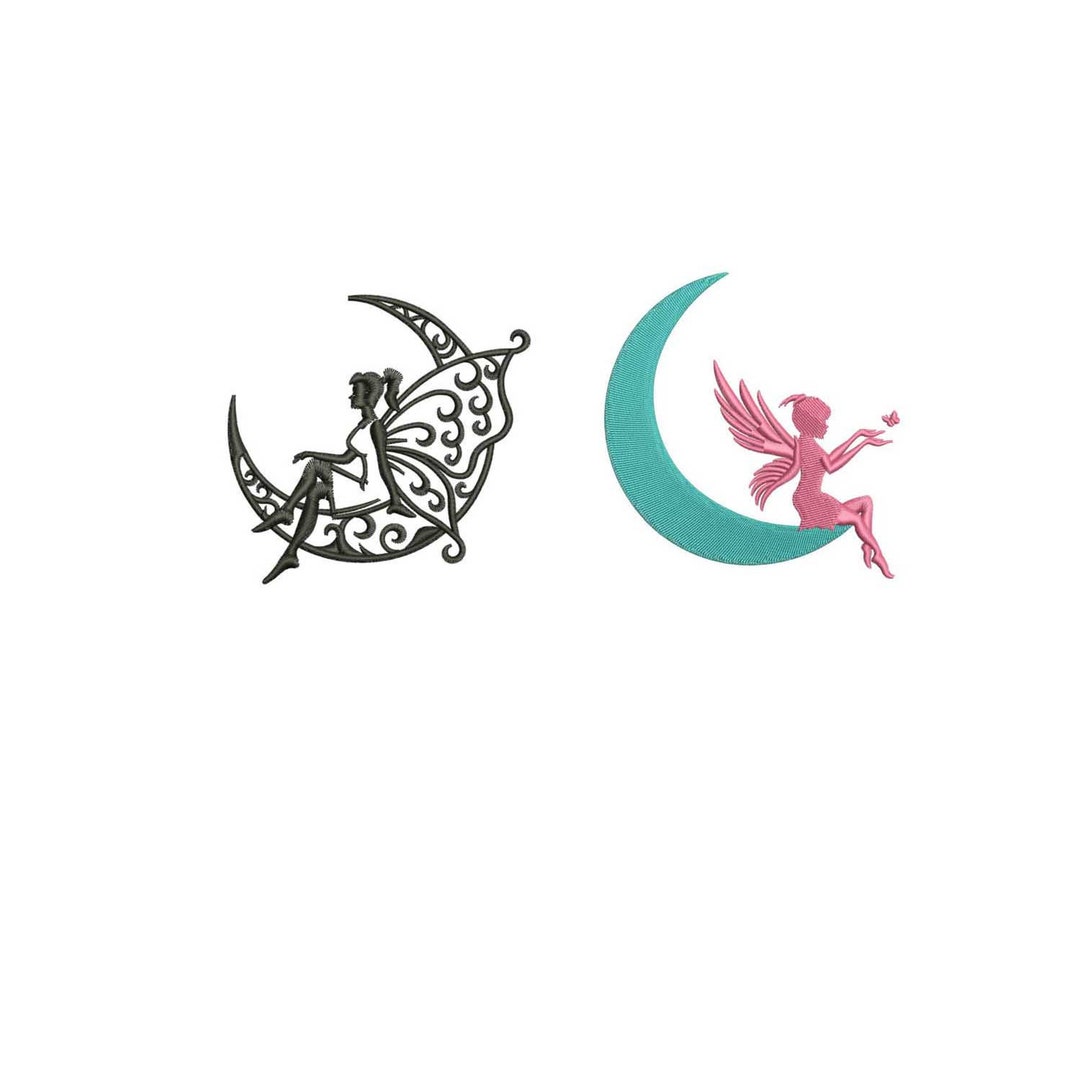 Fairy on Crescent Moon Machine Embroidery Design (digital Download) - Etsy
