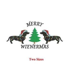 Dachshund Merry Wienermas Embroidery Design | Christmas Doxie Stitch | Holiday Machine Embroidery