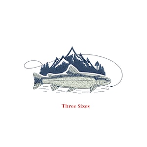 Adventure Mountain Fish Machine Embroidery Design / Mountain fish /Fishing / Adventure fish