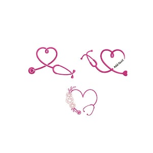 Nurse love machine embroidery design / Heart Stethoscope / heart flower Stethoscope /