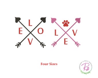 Love arrow paw Machine embroidery /Embroidery Design / Valentines Day / arrow embroidery design / Love design / Arrow heart