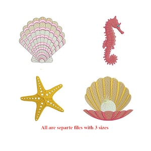 Sea star sea horse sea star fish sea pearl Machine embroidery design Ocean Themed Set | Seahorse| Seashell Starfish |Pearl