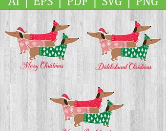 Dachshund Christmas / Yappy pawliday SVG PNG Circuit file / Merry Christmas / PNG