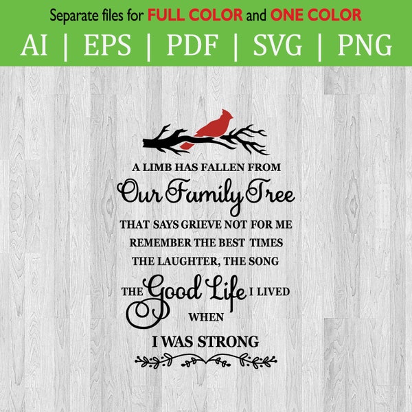 A limb has fallen our family tree Svg circuit files / Cardinal bird / Family tree / PNG
