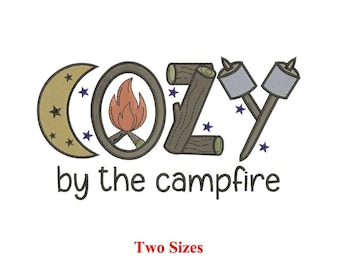 Cozy by the campfire Machine embroidery design / Summer camp / Camping love / Camper