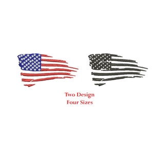 Distressed American Flag full color and one color Machine embroidery Design / USA Flag / American Flag / Four Sizes