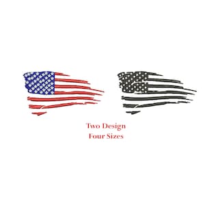 Distressed American Flag full color and one color Machine embroidery Design / USA Flag / American Flag / Four Sizes