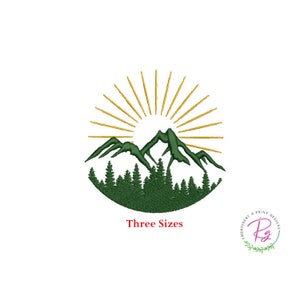 Adventure mountain Machine embroidery design / adventure / Green Mountain with tree / Three sizes