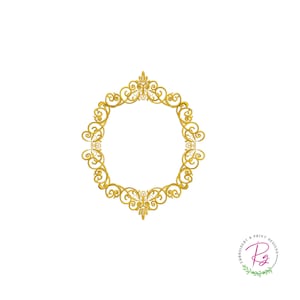 Monogram Gold oval  Frame Embroidery Design /Machine embroidery / Letter frame border Monogram / Stylish Oval Monogram /