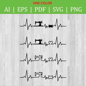Fichier PNG de circuit SVG battement de coeur à coudre / battement de coeur à coudre / machine à coudre / fichier PNG