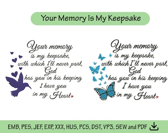 Memorial Embroidery Design | Bird & Butterfly Keepsake (Digital Pattern)