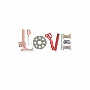 Sewing Love Elements Machine embroidery design / Sewing Elements / Bobbin Scissor Needle Thread Love