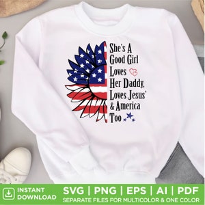 Ze is een braaf meisje houdt van haar mama en houdt van papa, liefde Jezus SVG-bestand knippen / America Girl / Circuit-bestand / Love Girl Jesus