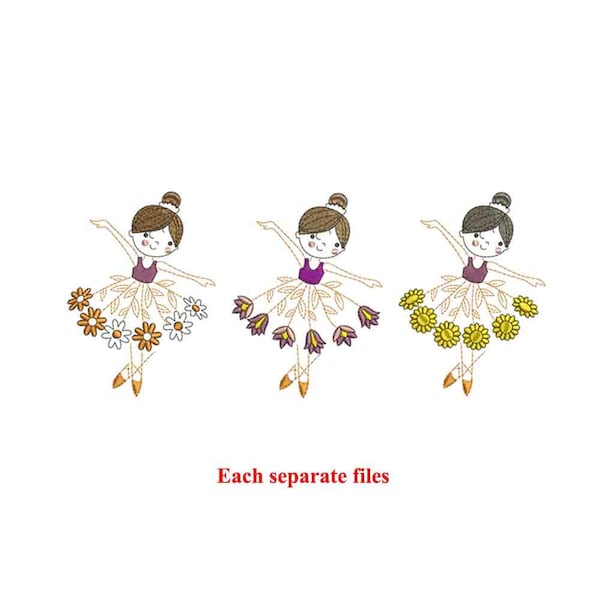 Ballerina girl dancing Machine embroidery design / Ballet ballerina girl dancing / Three different files