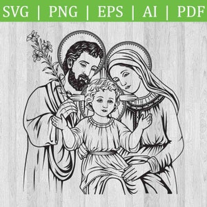 Mother Mary and Saint Joseph Cross SVG circuit file / St Joseph PNG