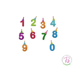 Birthday Numbers cap Embroidery Design / Machine Embroidery / Birthday Cap / Birthday Numbers Set / kids birthday  embroidery numbers