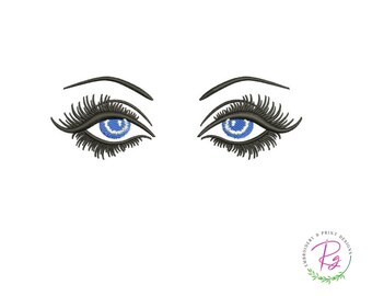 Blue Eye Embroidery Design with Lashes (Digital Download)