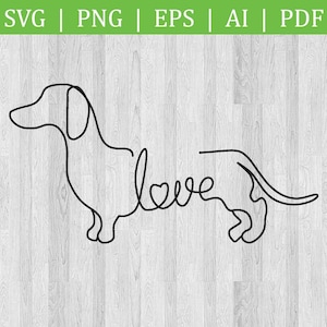 Dackel Liebe Linie Kunst SVG Dateien / DOG Liebe / Dackel / PNG