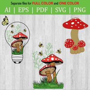 Mushroom SVG circuit file / Mushroom bulb / PNG file
