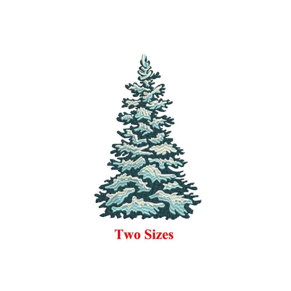 Pine Christmas Snow Tree Machine Embroidery Design / Merry Christmas