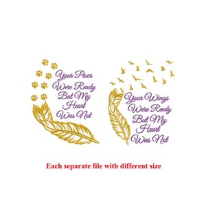Pet Memorial Embroidery Design | Your Wings Were Ready (Digital File)
