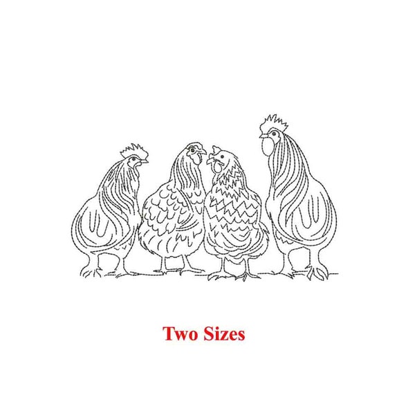Chicken Roster family Machine embroidery design / Chicken line art /Farm Roster / Family
