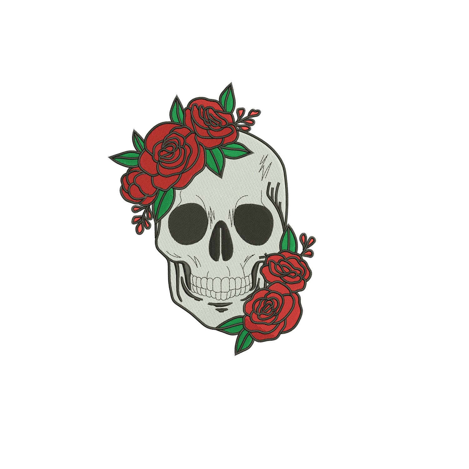 Skull And Roses Embroidery Designs