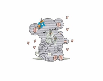 Koala and mom  mothers day Machine embroidery design / Mothers day /  mom & kid