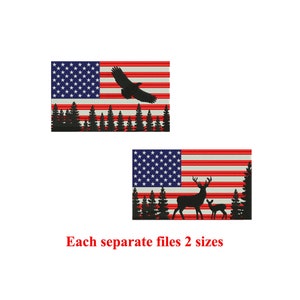 USA flag adventure Eagle and deer Machine embroidery design / USA Flag / adventure / July4th